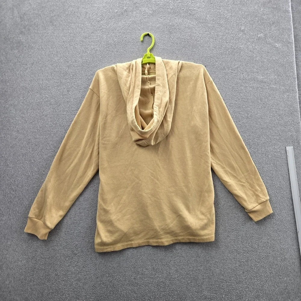 PINK‎ Victoria's Secret Women Hoodie M Tan PINK Text Activewear Logo Long Sleeve